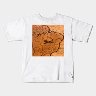 Brazil Map in Leather Kids T-Shirt